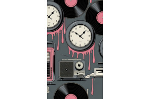 Retro music theme with melting, an Illustration by tilialucida