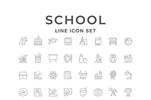 Set line icons of school, an Outline Icon by motorama