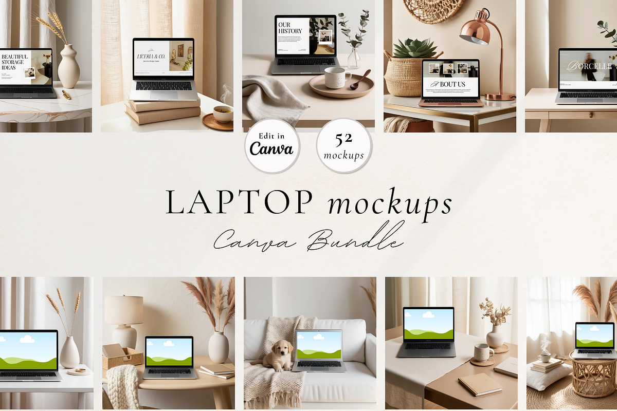 52 Minimalist Laptop Canva Mockups, a Mac Mockup by Matisse Studio (Photo 1 of 10)