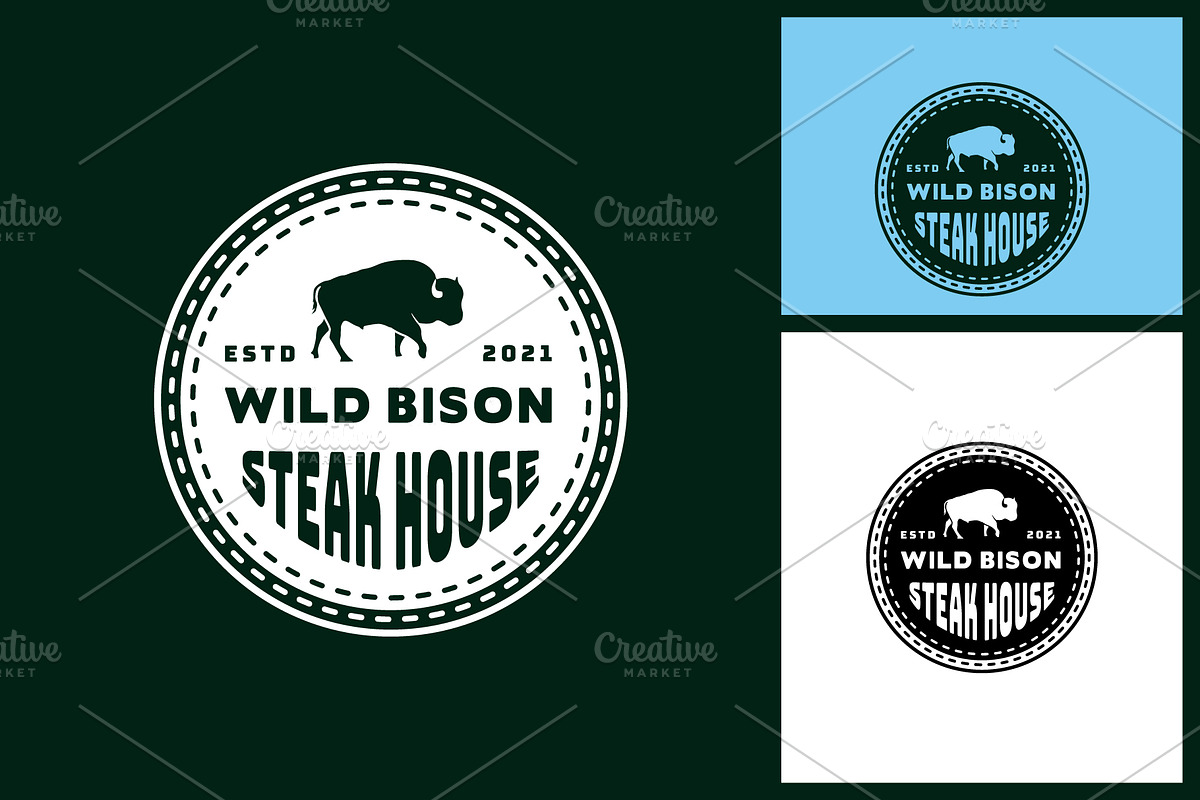 Bison Bull Steak House Stamp Logo, a Branding & Logo Template by Atlantis X Nurman Arbai (Photo 1 of 2)