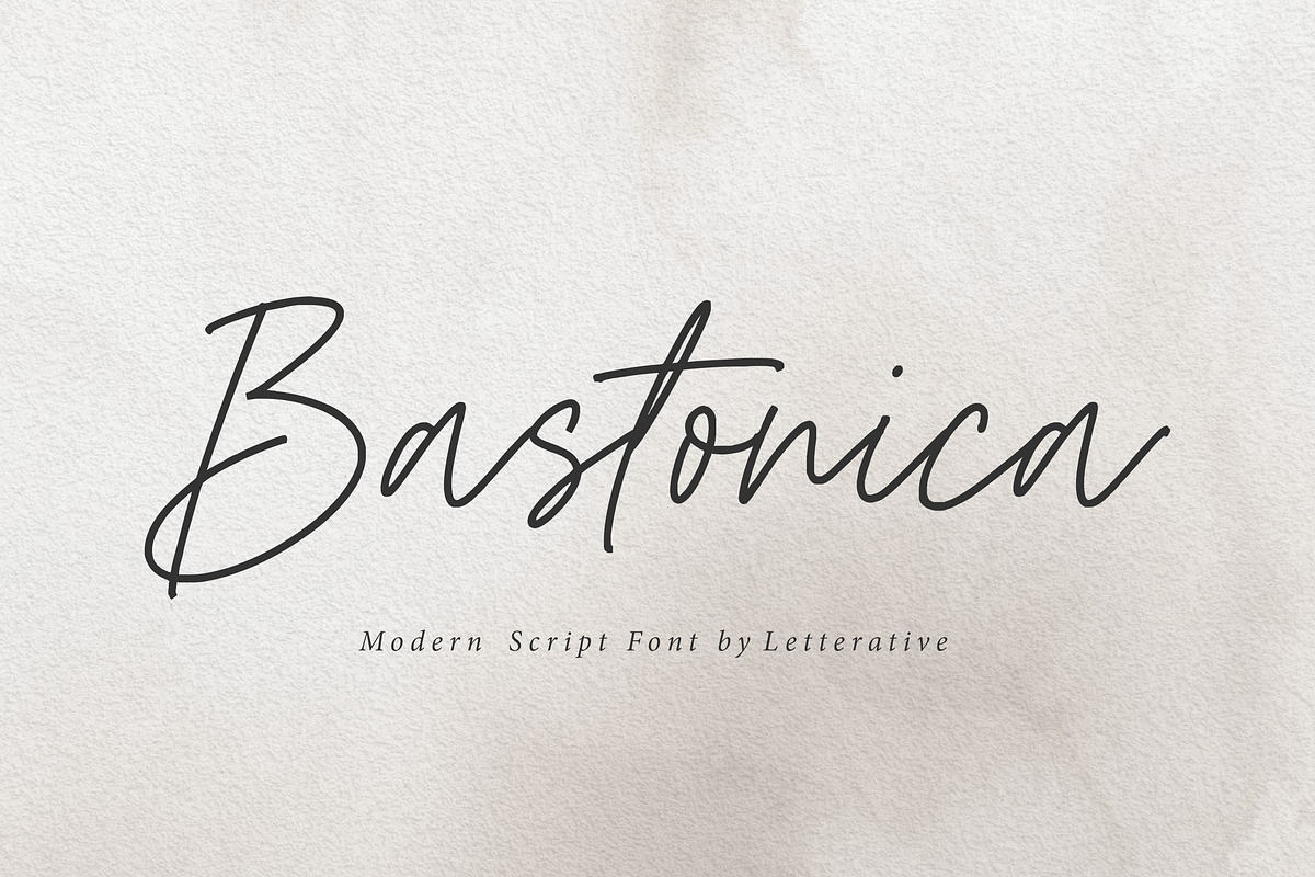 Bastonica - Modern Script Font, a Script Font by Letterative Studio (Photo 1 of 7)