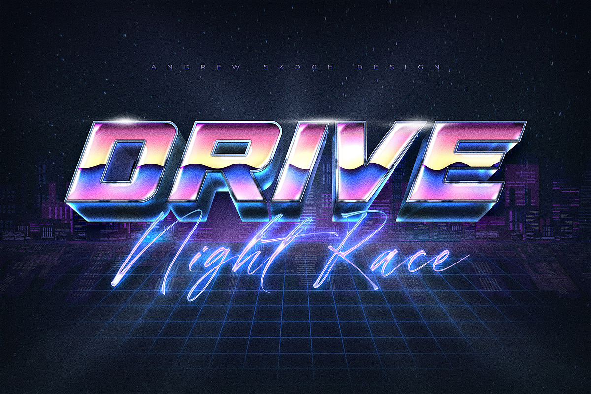 80s Retro Text Effects, a Layer Style Add-On by Andrew Skoch Design