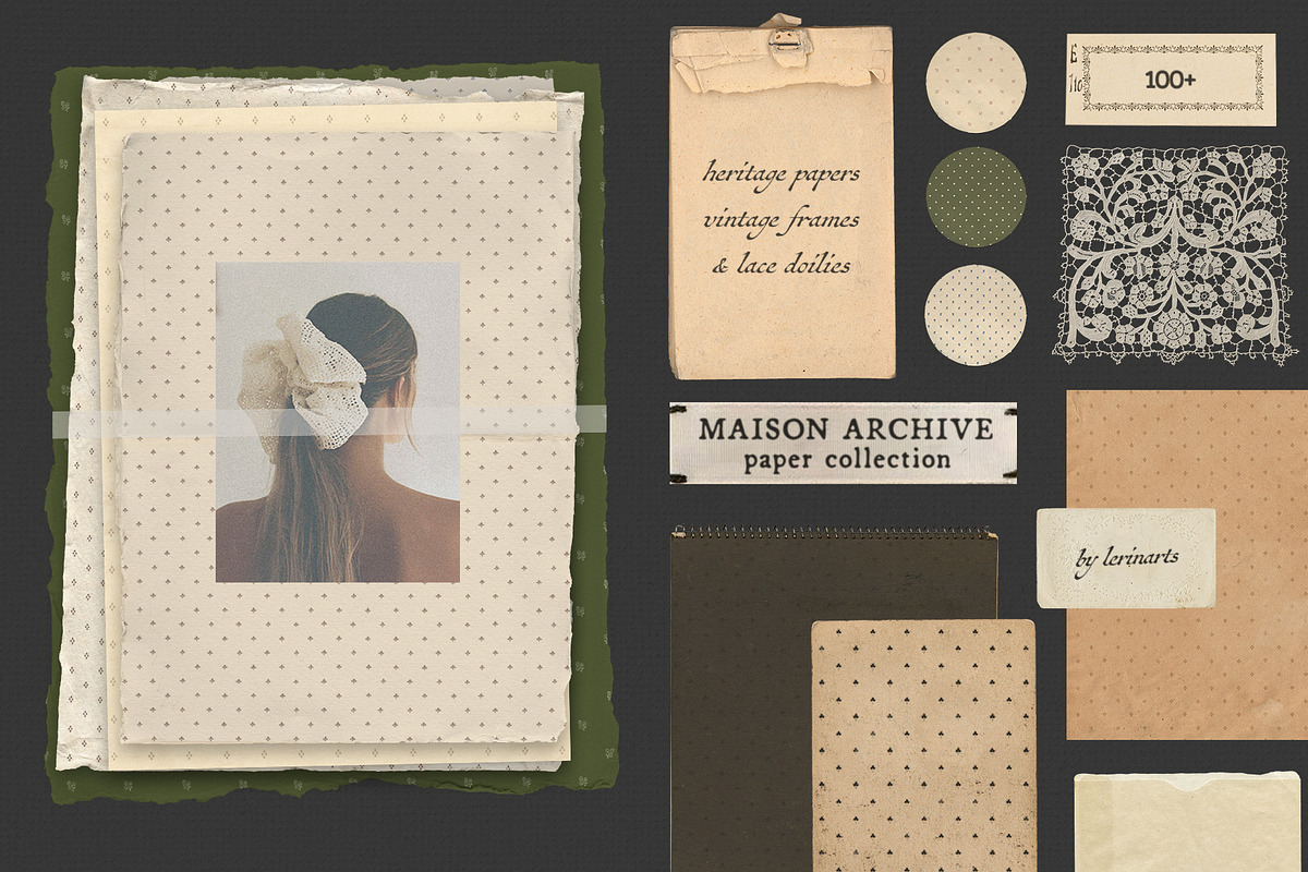 Maison Archive Paper Collection, a Texture Graphic by lerinartstudio (Photo 1 of 12)