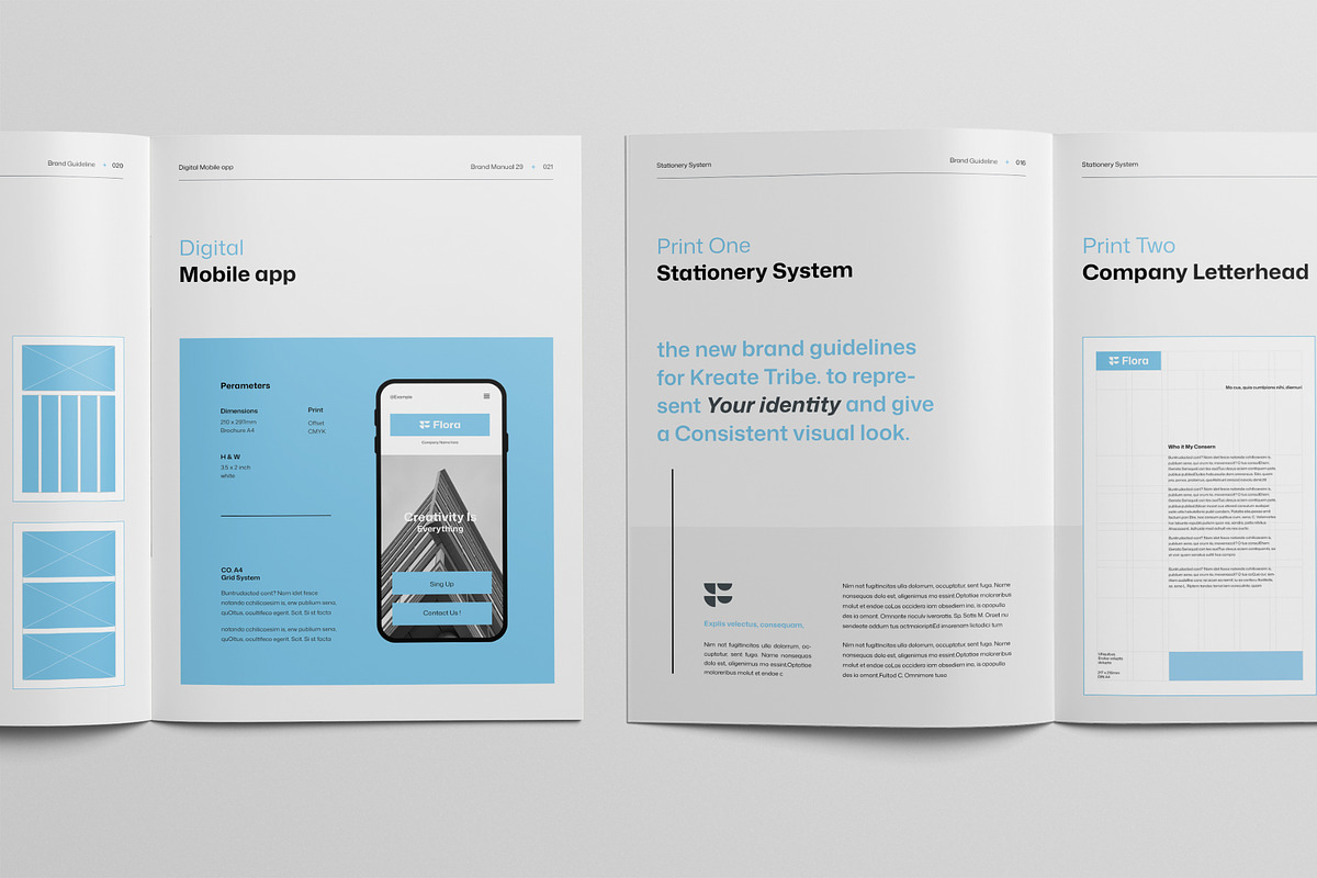 FLORA | Brand Guidelines Template, a Brochure Template by KreateTribe (Photo 6 of 9)