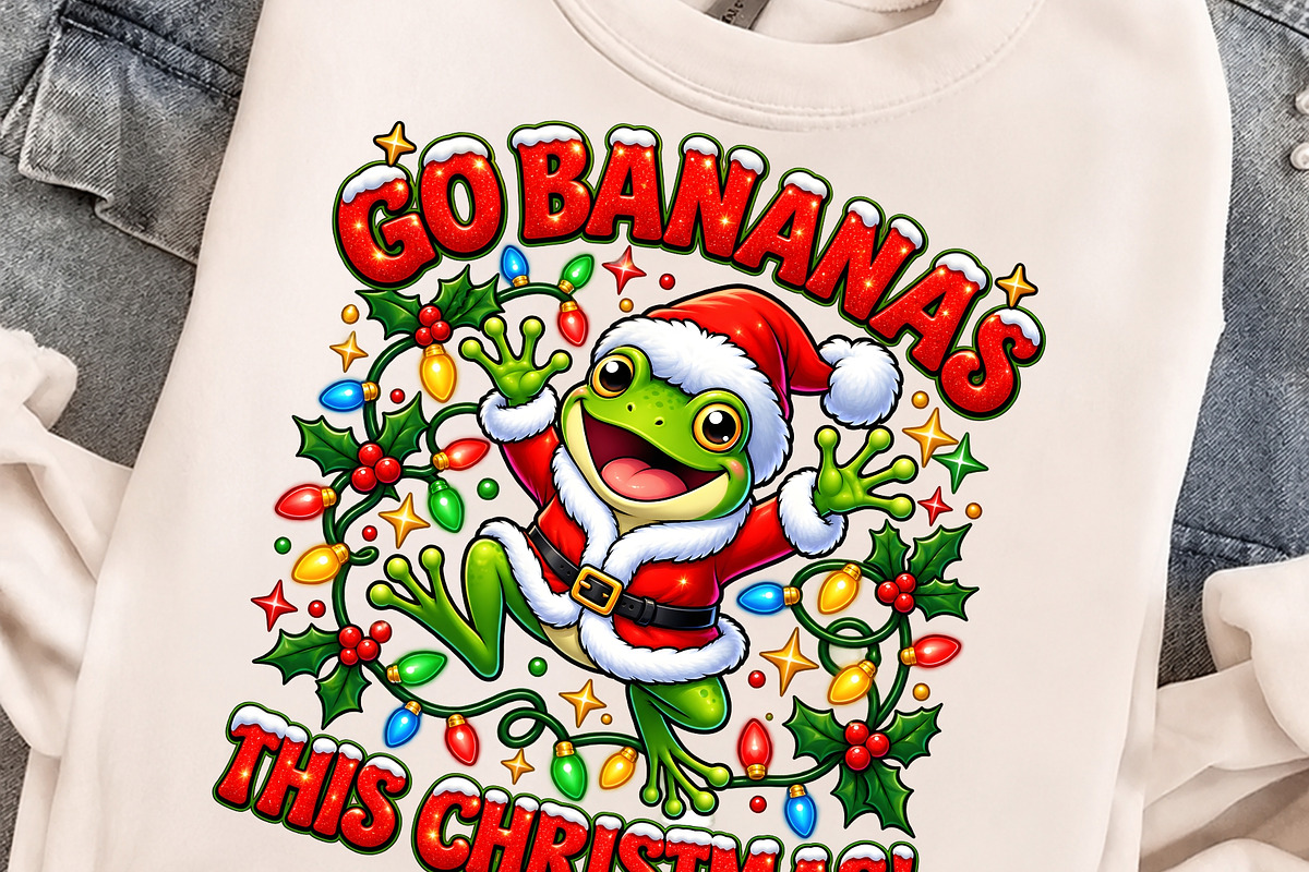Go Bananas Funny Christmas Frog PNG, an Object Graphic by Zahyl Studio (Photo 4 of 7)