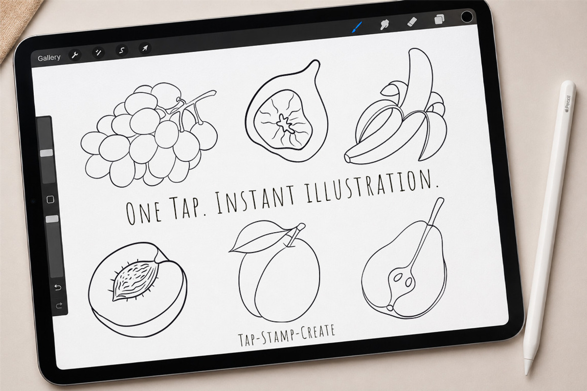 Fruit & Vegetable Procreate Stamps, a Brush Add-On by Mari_Caliart (Photo 4 of 10)