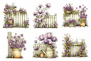 Spring Fence & Flower Clipart, an Illustration by Daily.Designs (Thumbnail 3 of 8)