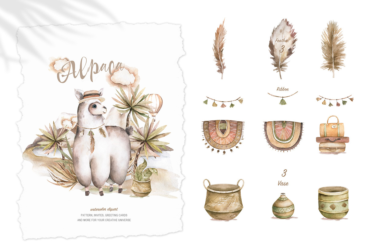 Alpaca Cute WildLife Watercolor Set, an Animal Illustration by Ann Art Houze (Photo 5 of 12)
