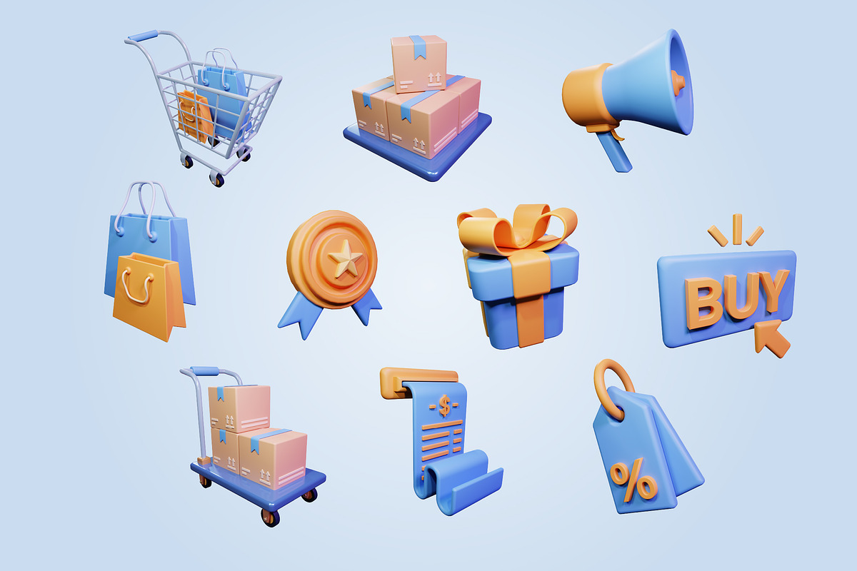 Ecommerce 3D Icons Set, an Object 3D Model by Kmg Design (Photo 2 of 2)