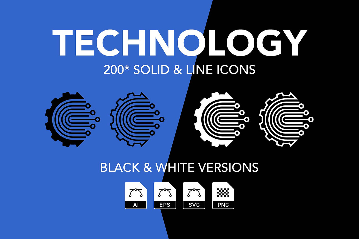 200 Technology Vector Icon Set, an Icon by Genestro Shop (Photo 1 of 5)