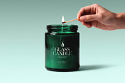 Glass Candle Mockup with Match, a Household Mockup by Design Squad (Thumbnail 1 of 4)