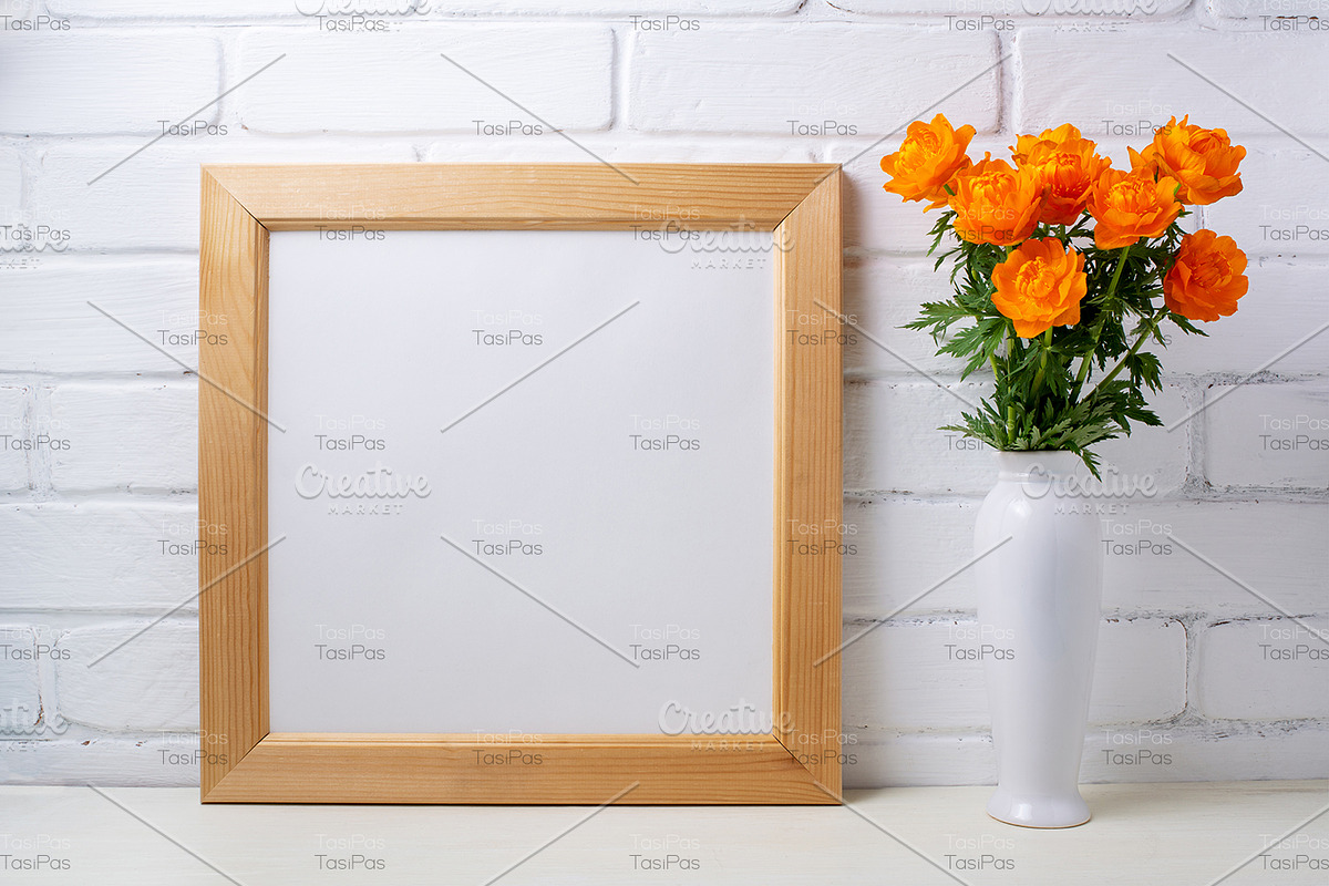 Square wooden frame mockup, a Print Template by TasiPas (Photo 3 of 4)