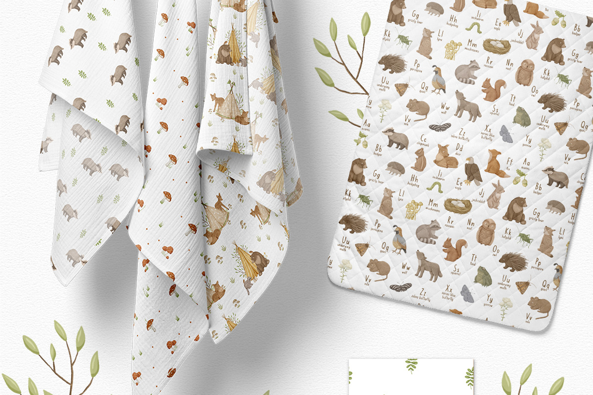 Woodland animals. Alphabet & Pattern, an Animal Illustration by polikarpovaart (Photo 8 of 12)