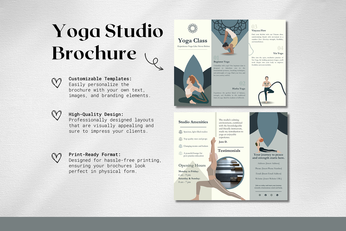 Yoga Studio Trifold Brochure | Canva, a Brochure Template by The Social Stuff (Photo 2 of 9)