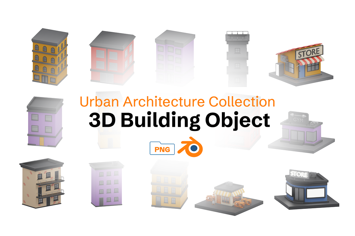 Isometric 3D Building Pack, an Architecture 3D Model by Dudukbersama (Photo 1 of 4)