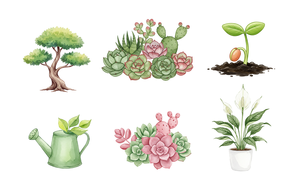 Watercolor House Plants Clipart, a Decorative Illustration by BerryPieArt (Photo 3 of 4)