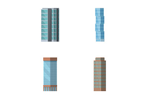 Set Of Modern Skyscraper Buildings