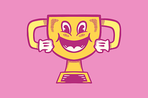 Retro Winner Trophy Mascot