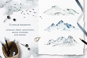 Misty mountains - watercolor clipart, a Decorative Illustration by long summer (Thumbnail 7 of 10)