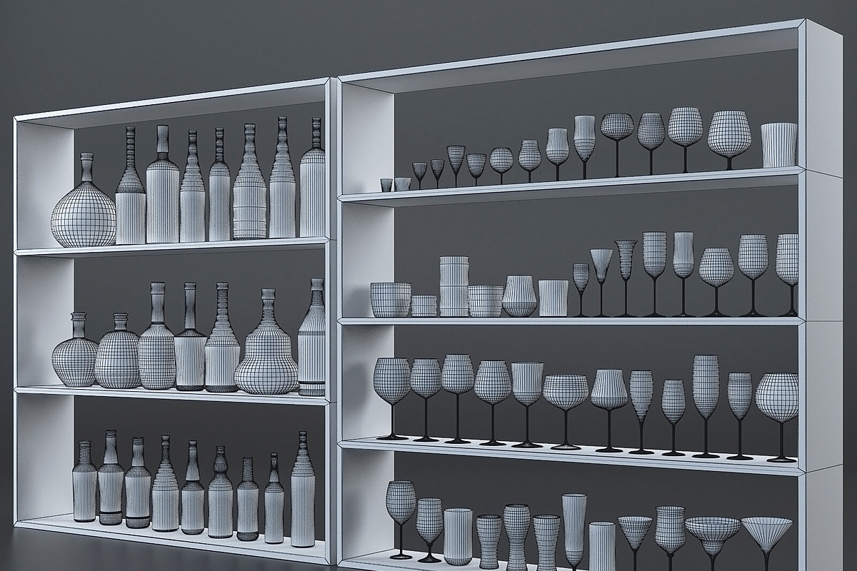 Glasses and bottles collection, a Furniture 3D Model by RC graphics (Photo 2 of 6)