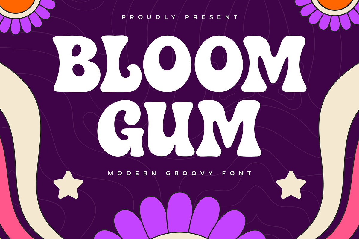 Bloom Gum – A Modern Groovy Font, a Serif Font by overlaytemplates (Photo 1 of 5)