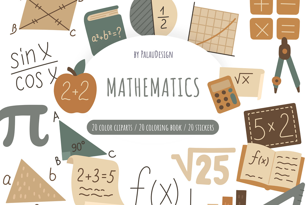 Mathematics Education Clipart Set, an Education Illustration by Palau (Photo 1 of 10)