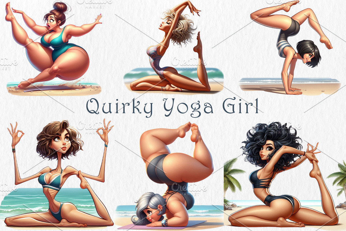 Quirky Yoga Girl Clipart Bundle., a Healthcare Illustration by GalaDesign03 (Photo 1 of 6)