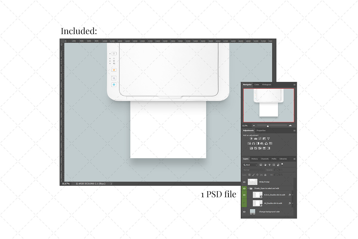 Printer and sheets mockup, a Print Template by Make Beautiful Things