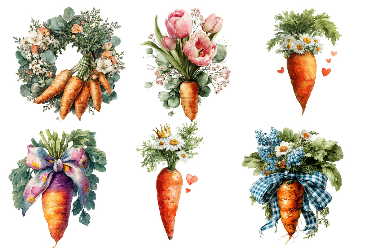 Easter spring carrot clipart, an Illustration by Designworld (Photo 2 of 5)