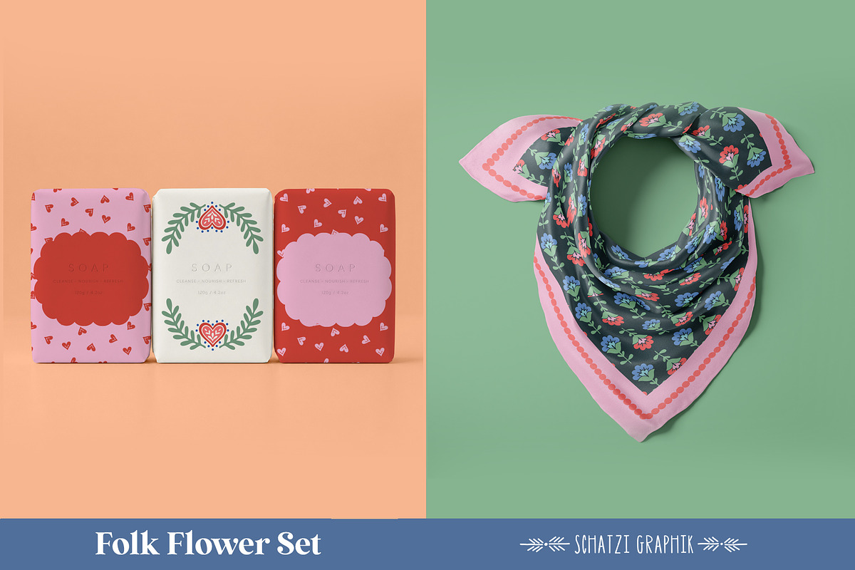 Folk Flower Illustration Set, a Decorative Illustration by Schatzi Graphik (Photo 6 of 8)