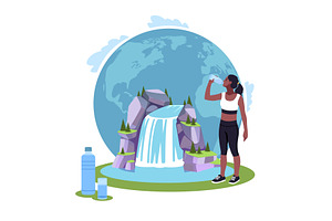 Athlete drinks clean water. Woman, a Sport Illustration by YummyBuum