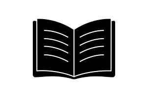 Black silhouette of an open book, an Education Illustration by GraphiShop