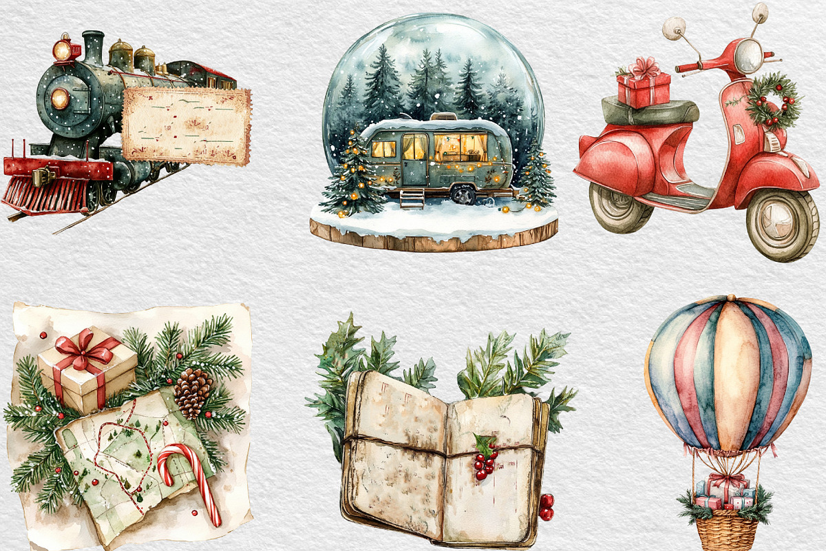 Christmas Travel Clipart, an Illustration by Black Bird Studio (Photo 3 of 6)