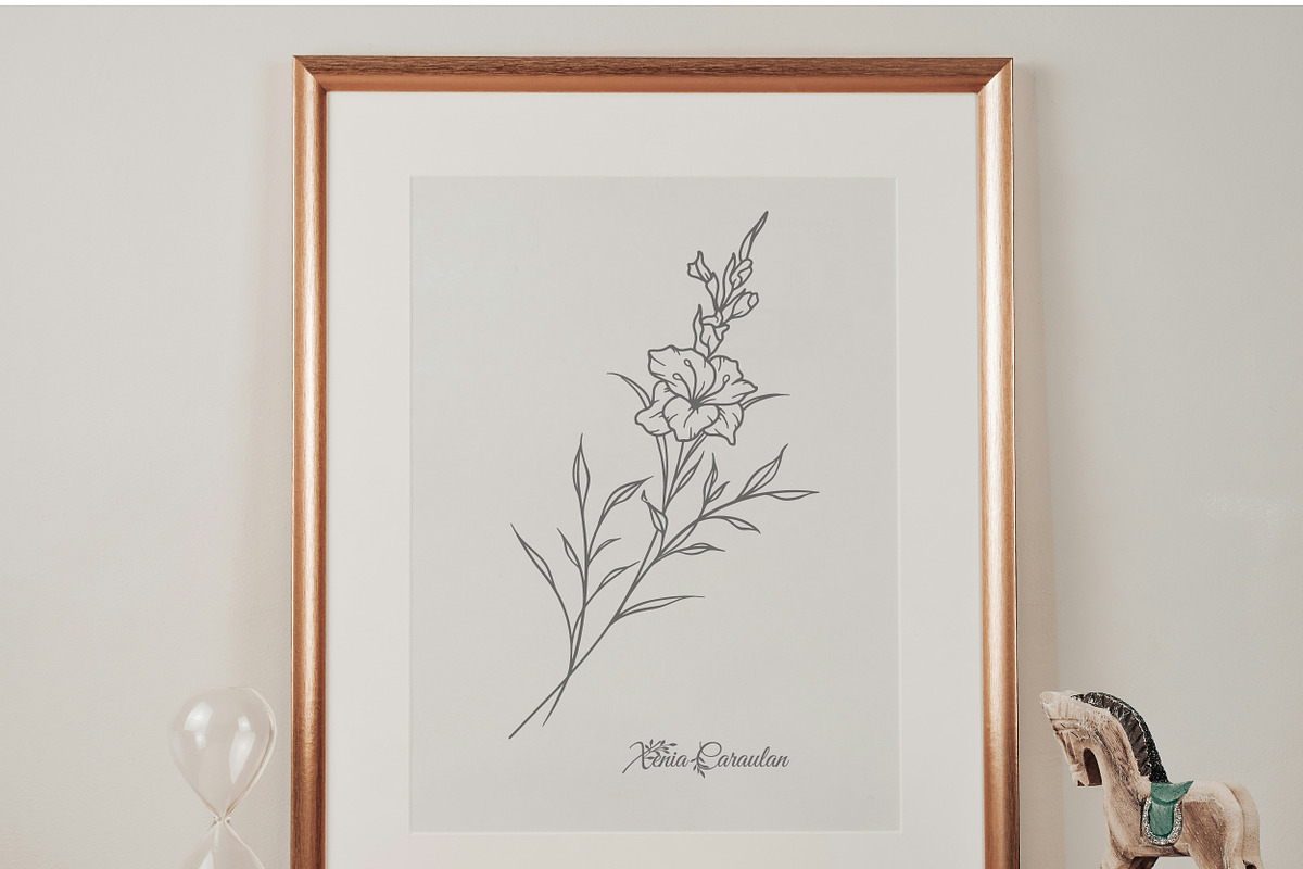 Fine Line Birth flowers Collection, an Illustration by CaraulanStore (Photo 6 of 8)
