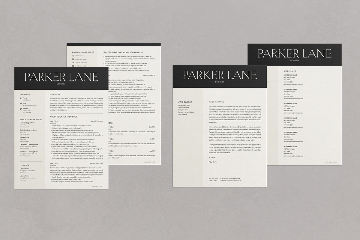 Parker Resume CV Kit, a Resume Template by Franklin Lane (Photo 6 of 6)