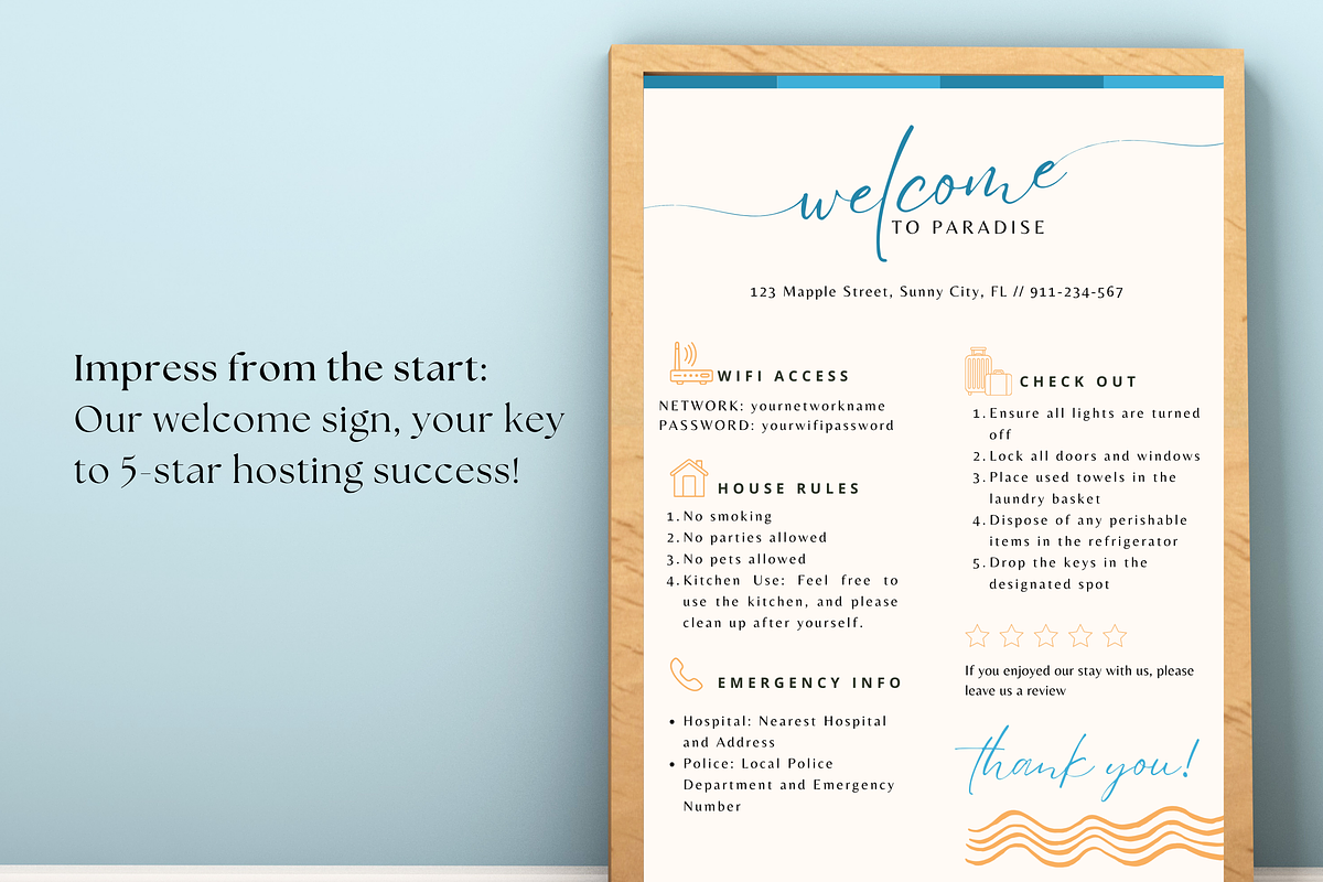 Airbnb Welcome Sign Airbnb Template, a Poster Template by Matisse Studio (Photo 5 of 10)