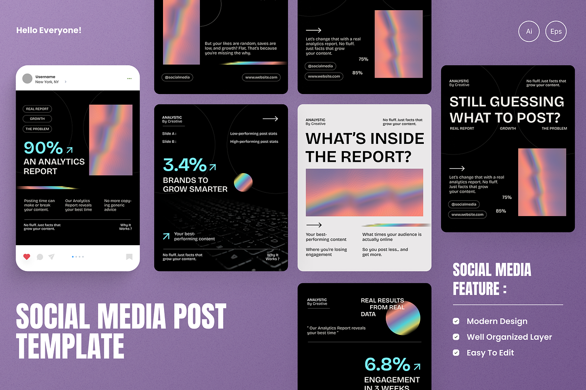 Analytics Report Instagram Post, a Social Media Template by SquidPixey (Photo 1 of 6)