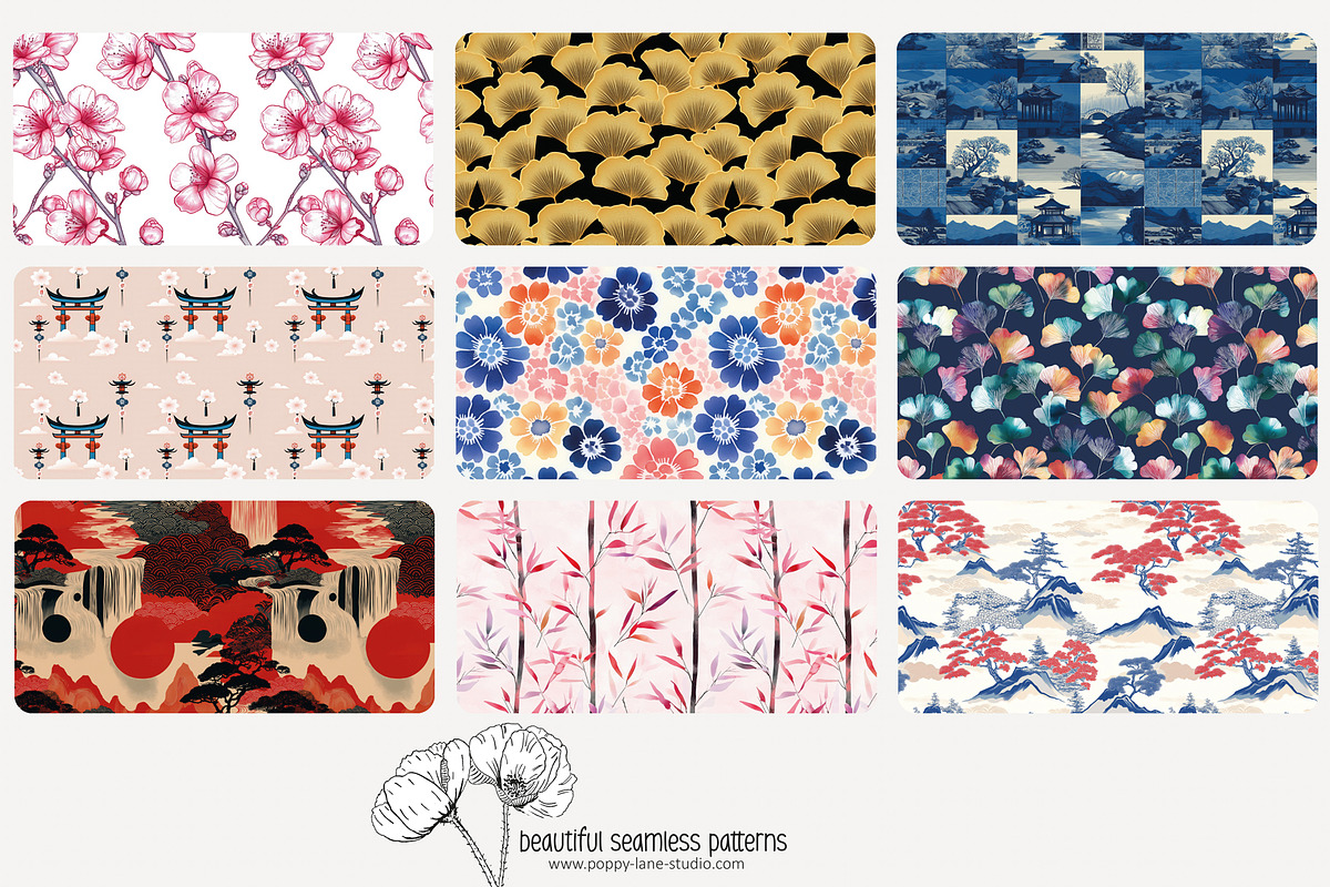 70 Japan seamless pattern, a Pattern Graphic by Poppy Lane Studio (Photo 5 of 10)