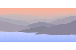 Beautiful pink sunset over the foggy