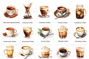 Watercolor Coffee Clipart, Espresso