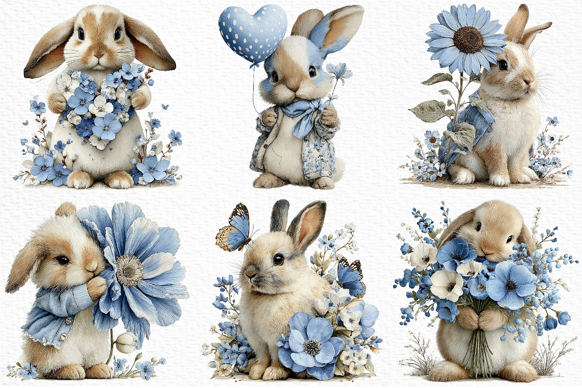 Watercolor Spring Rabbit Clipart Png, an Illustration by Craft Nest (Photo 6 of 11)