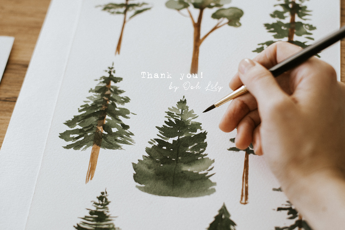 Watercolor Forest Trees Clipart, an Education Illustration by Ooh Lily (Photo 6 of 6)