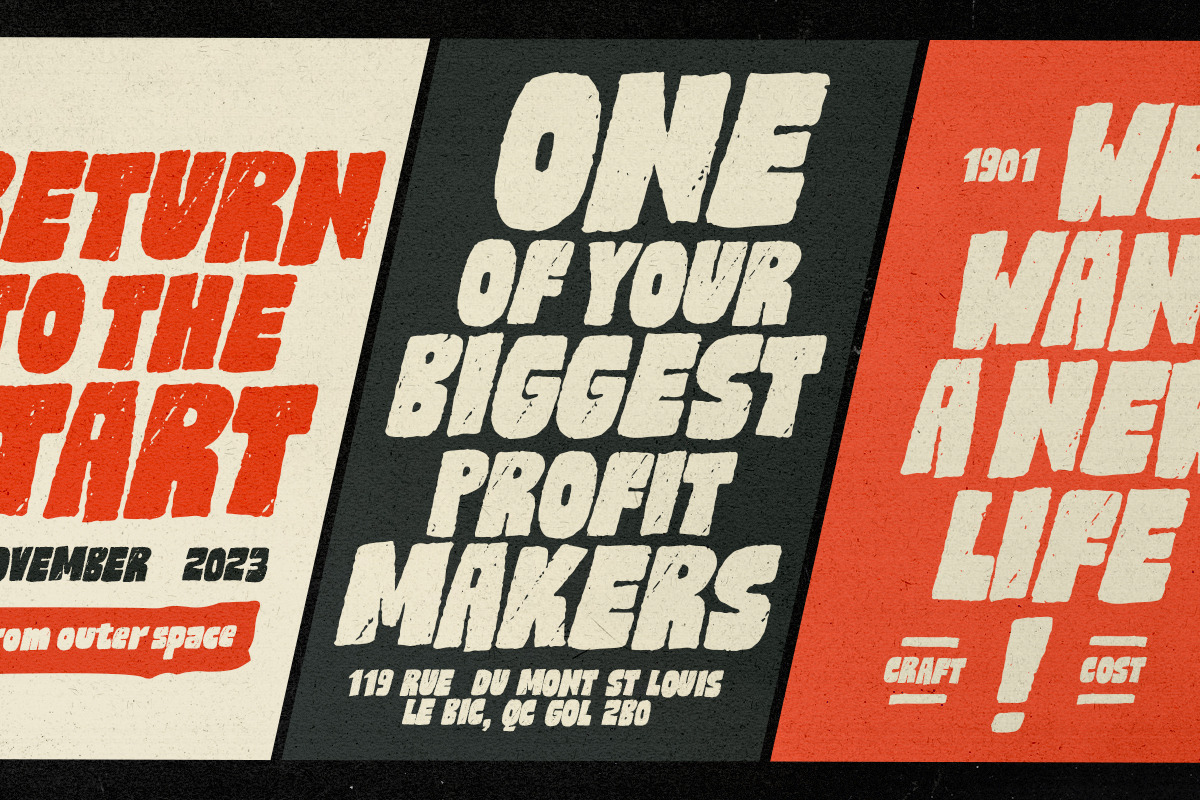 Tracklist - Rough Bold Font, a Sans Serif Font by Sarid Ezra (Photo 3 of 11)