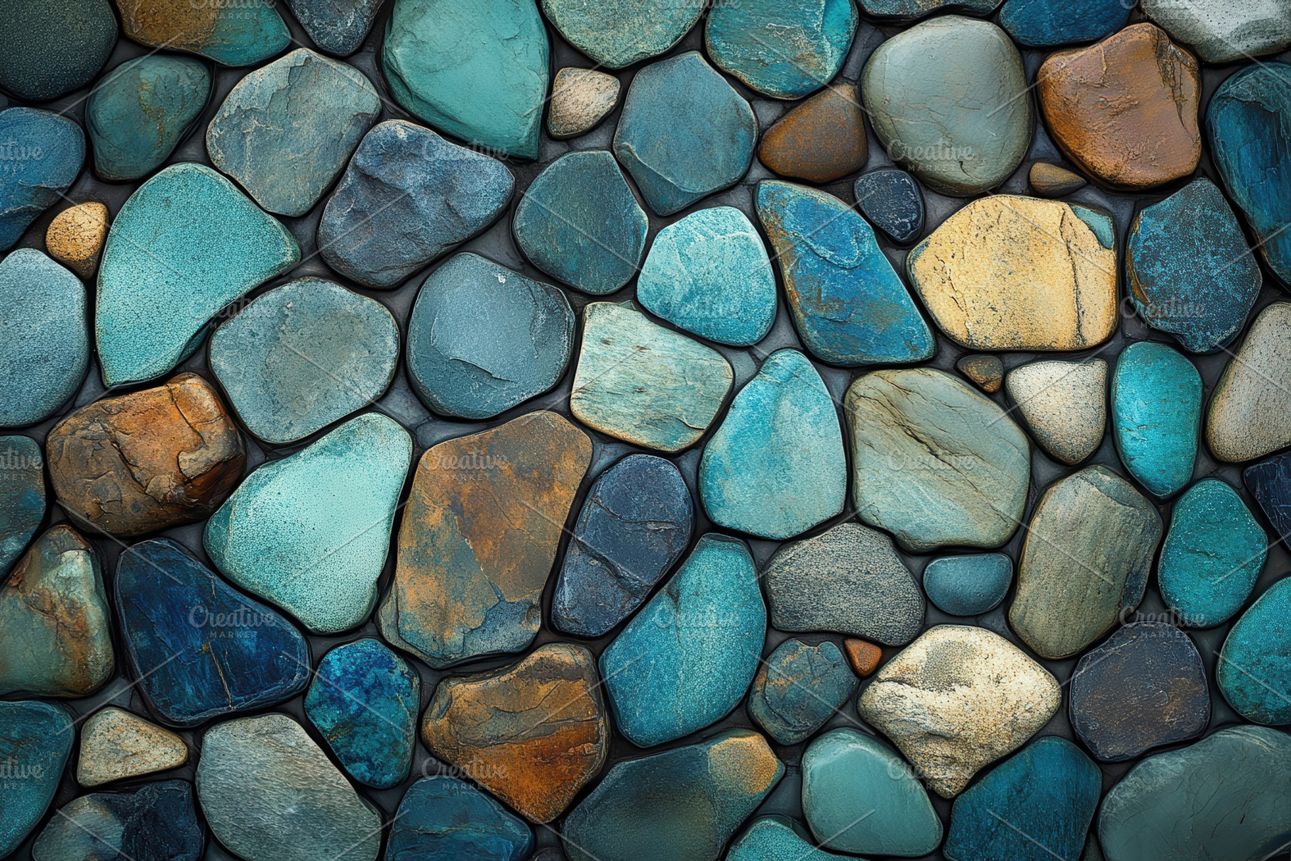Teal blue brown stone wall texture b, a Photo by Pixeness Studio