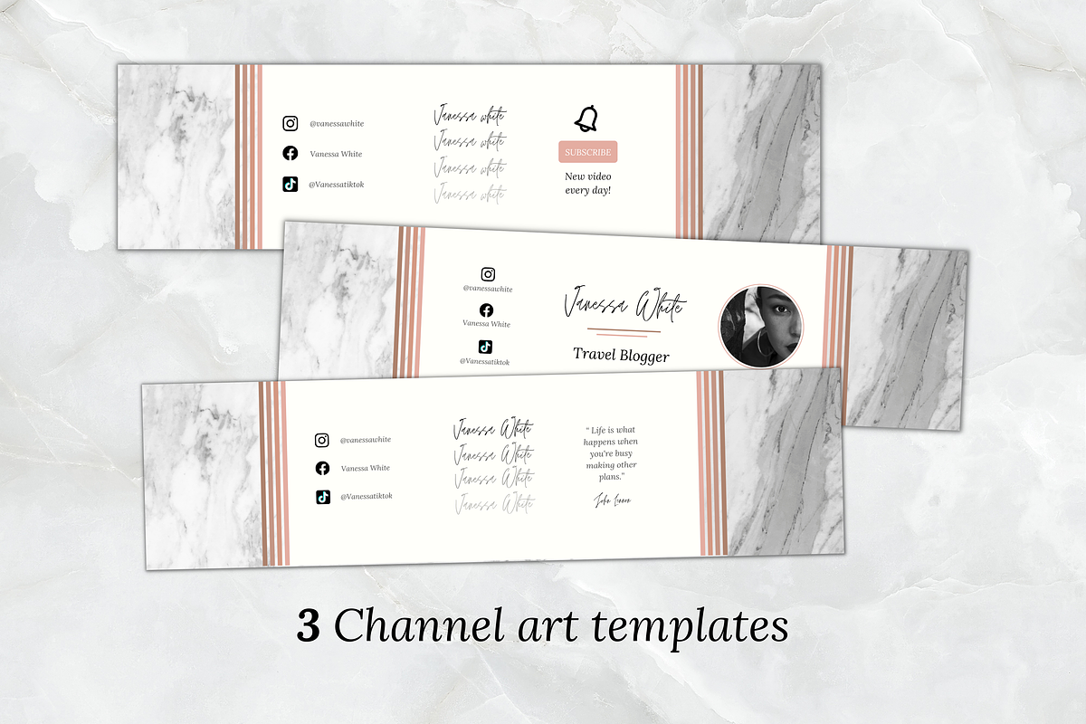 Feminine Youtube Branding Kit, a Social Media Template by PittaFinePrint (Photo 4 of 9)