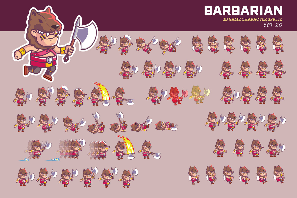 BARBARIAN GAME SPRITE, a Person Illustration by Silpin
