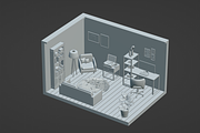 3D room with a workplace, an Architecture 3D Model by Laimmilka (Thumbnail 2 of 3)