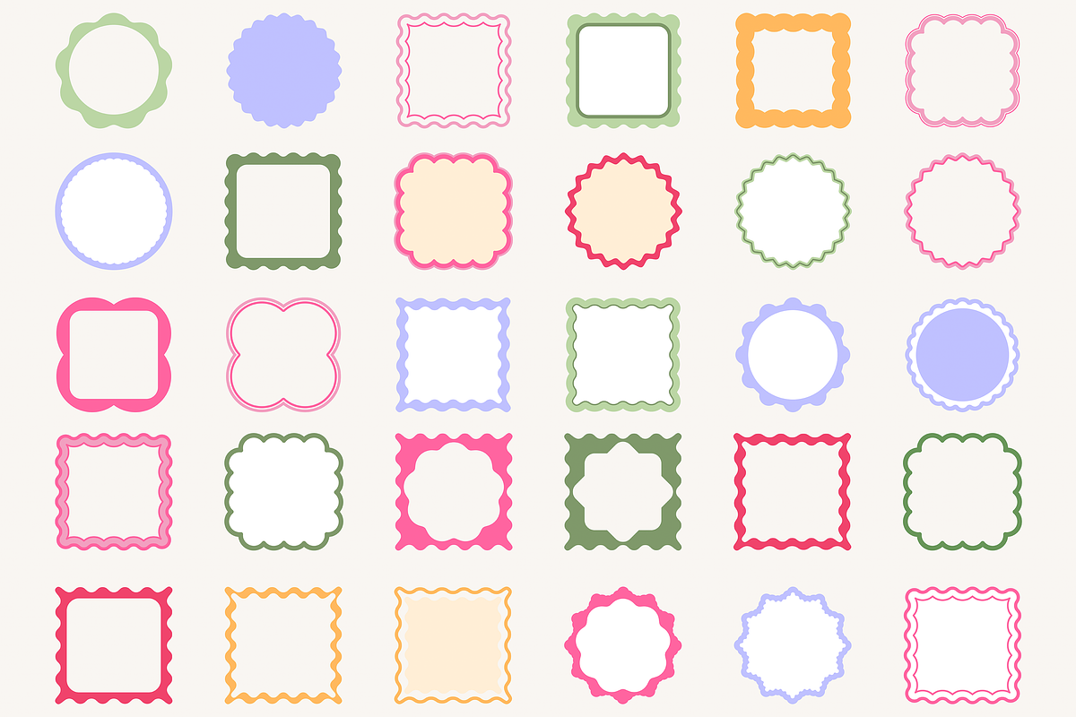 Scallop Wavy Frame Vector Bundle, a Decorative Illustration by Kusumaillustration (Photo 14 of 15)