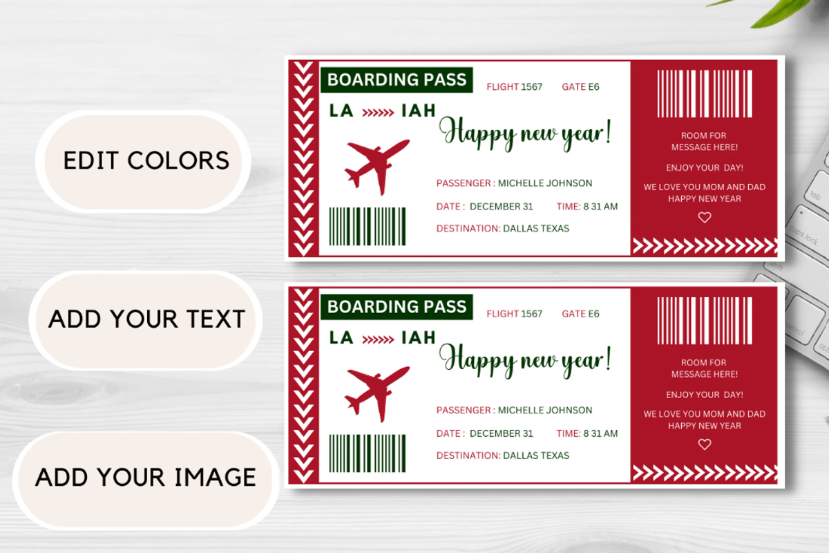 Happy New Year Boarding Pass, a Card Template by YasdeyDesigns (Photo 7 of 8)