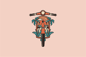 Motorcycle Journey to the Beach, an Object Illustration by nomlimo.com
